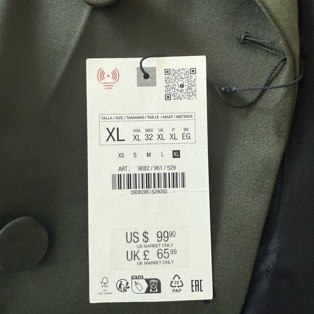 Zara Green satin effect Blazer - Picture 5 of 5